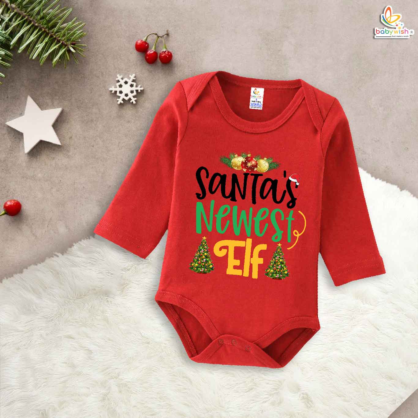 Babywish Christmas Romper Clothes My First Merry Bodysuit Romper Santa Newest ELF Print