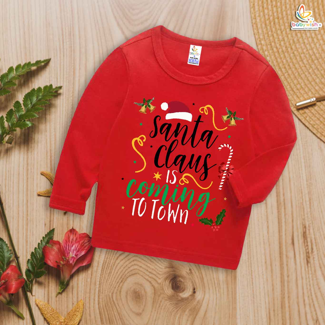 Babywish Christmas Full Sleeve T-shirt My First Christmas T-shirt Santa Claus Is Coming to Town