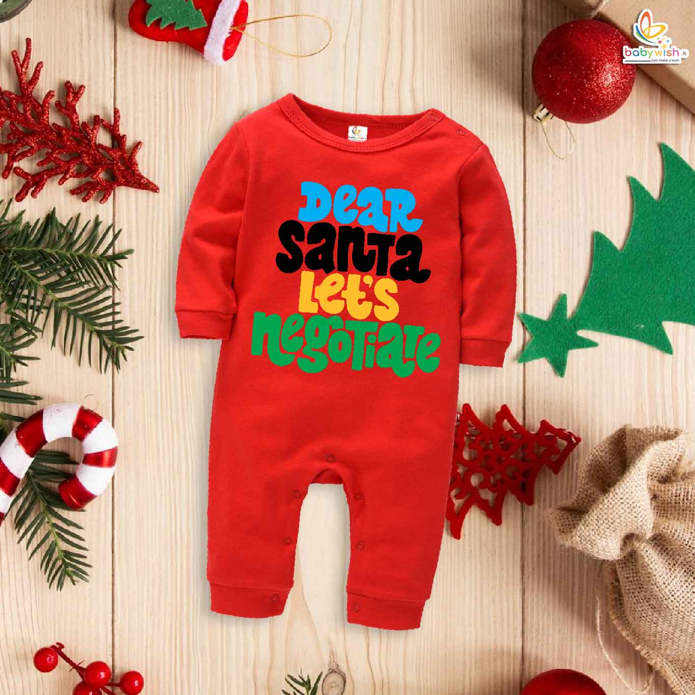 Babywish Christmas Full Body Romper Clothes My First Merry Full Bodysuit Dear Santa Lets Nagotiate