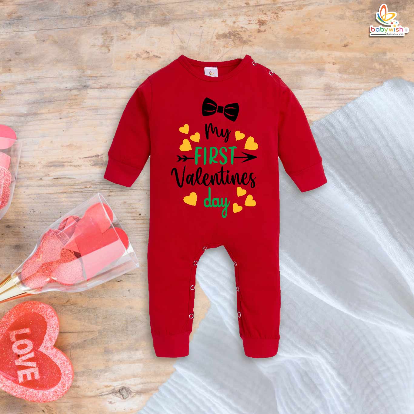 Babywish Valentine Day Full Body Romper Clothes My First Valentine Day Full Bodysuit My First Valentine day