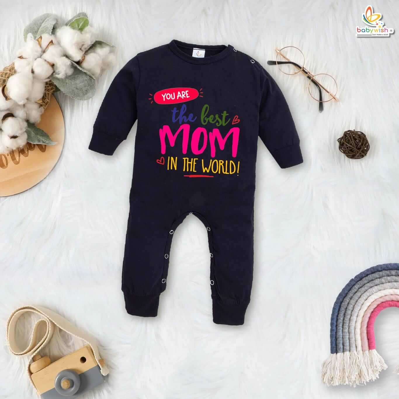 My First Mother’s Day Baby Romper – Full Body “The Best Mom’s Day” Bodysuit for Newborn Infant Girl or Boy – Adorable First Mother’s Day Gift Outfit – Babywish