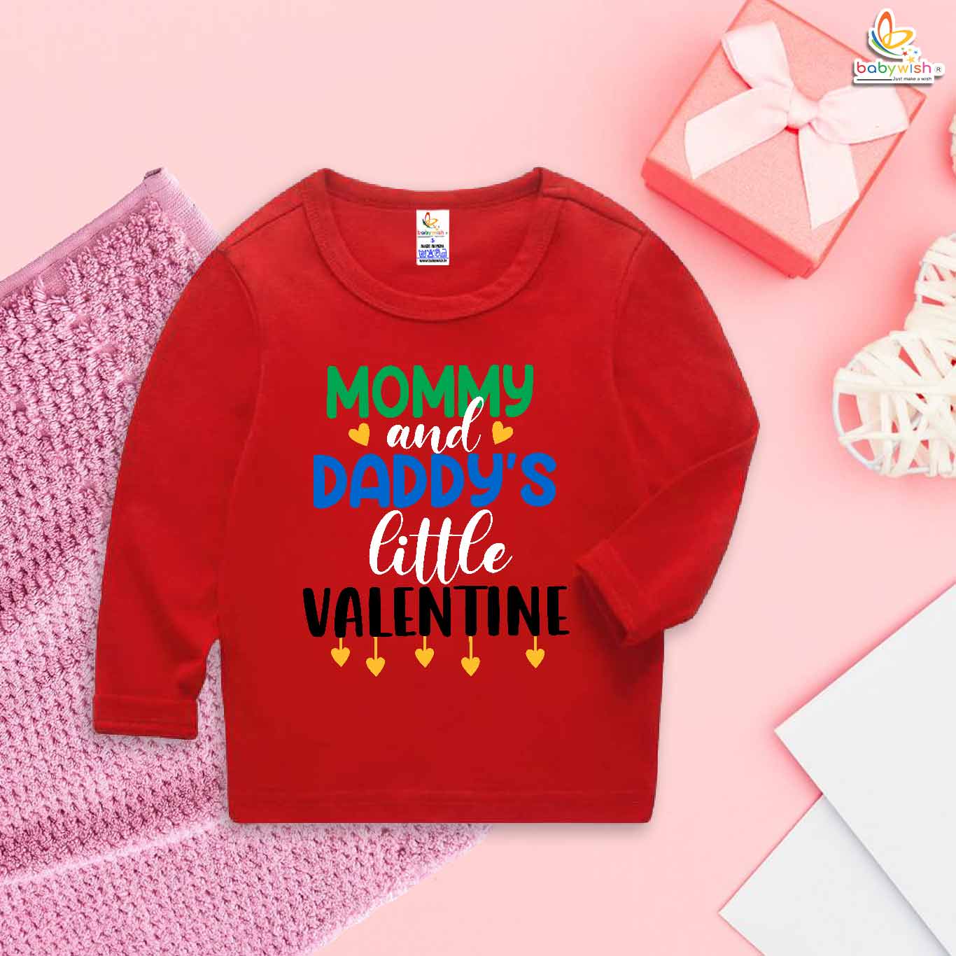 Babywish Valentine Day Full Sleeve T-shirt My First Valentine Day T-shirt Mommy And Daddy's Little Valentine
