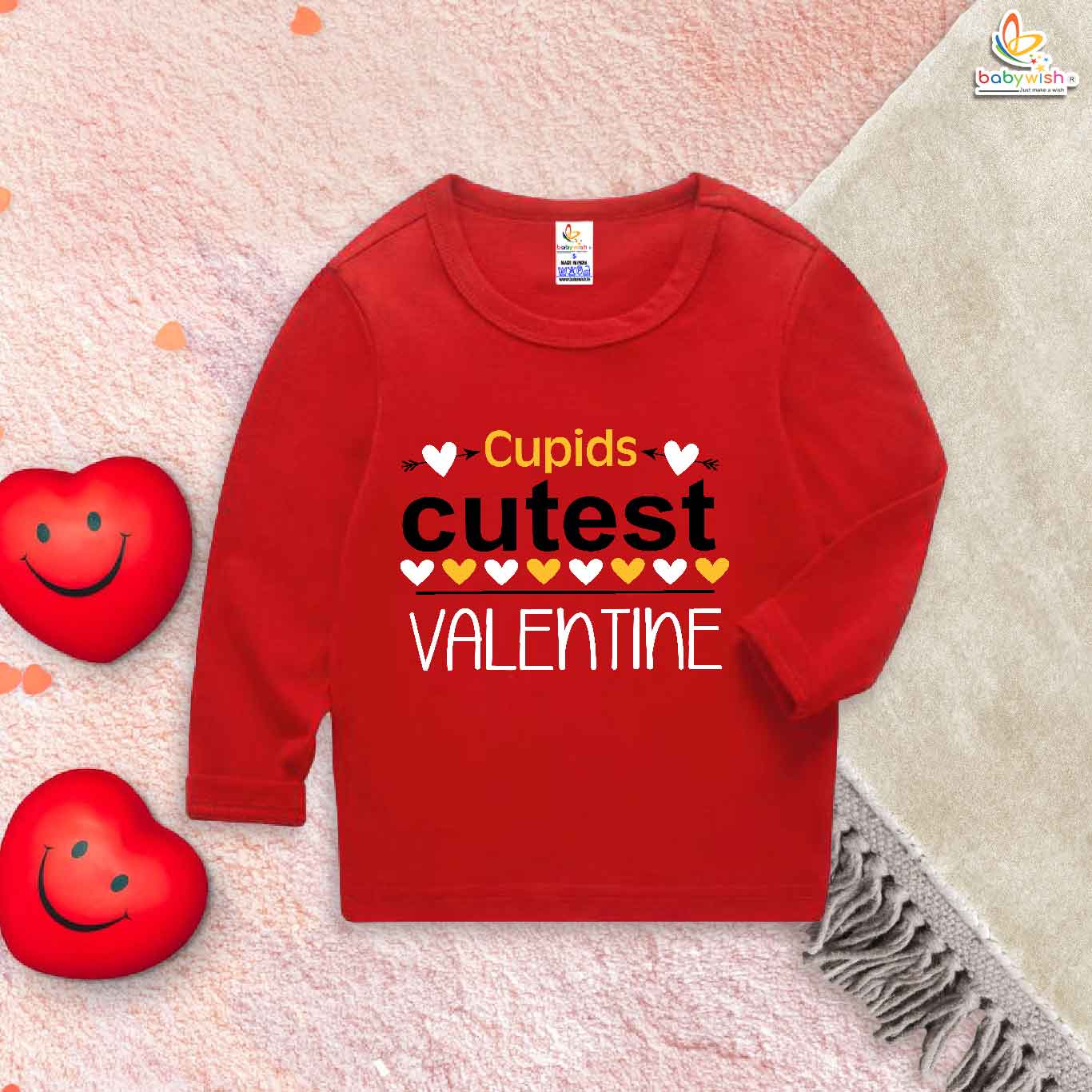 Babywish Valentine Day Full Sleeve T-shirt My First Valentine Day T-shirt Cupids Cutest Valentine