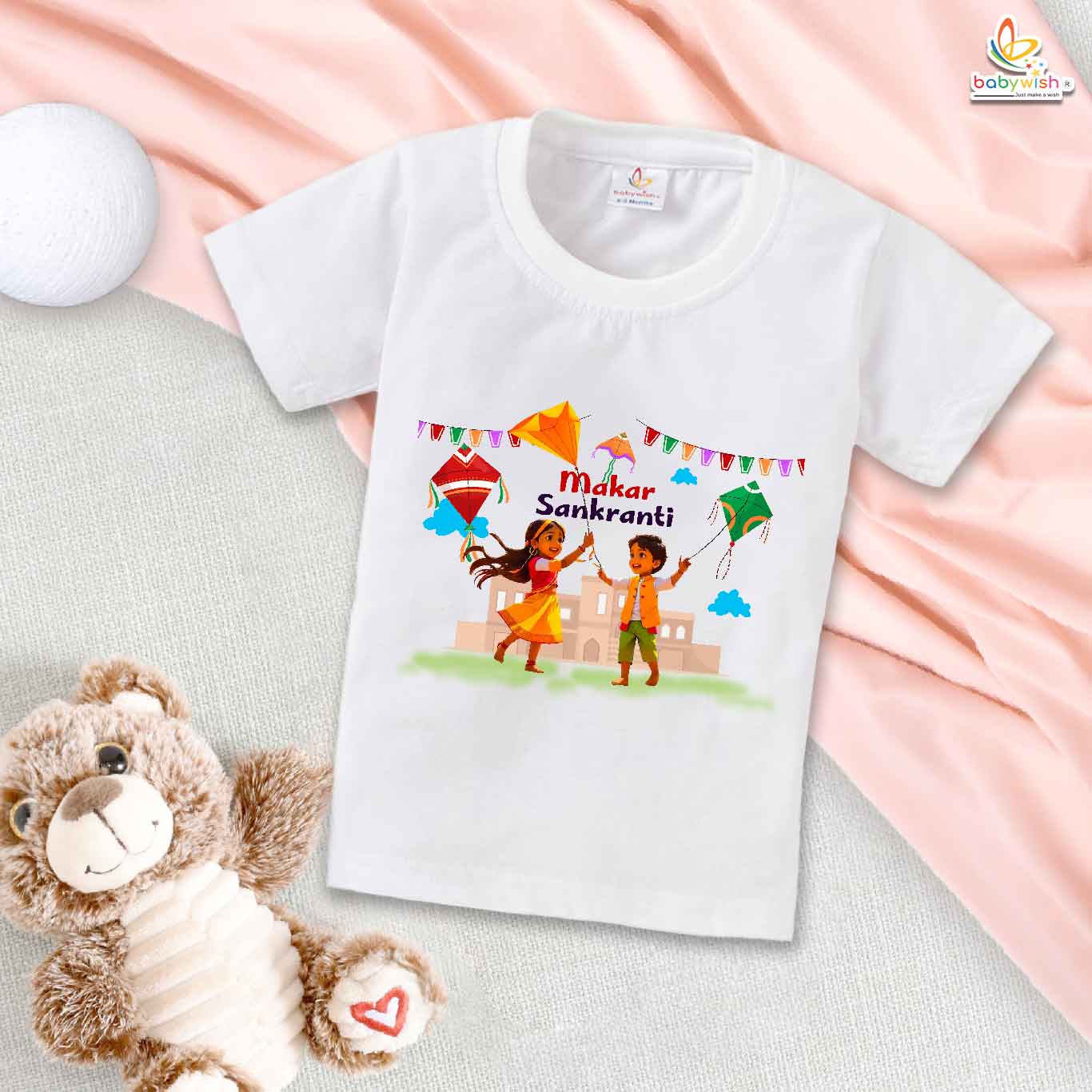 Babywish Makar Sankranti T-shirt My First Makar Sankranti T-shirt Makar Sankranti Flying Kite Print