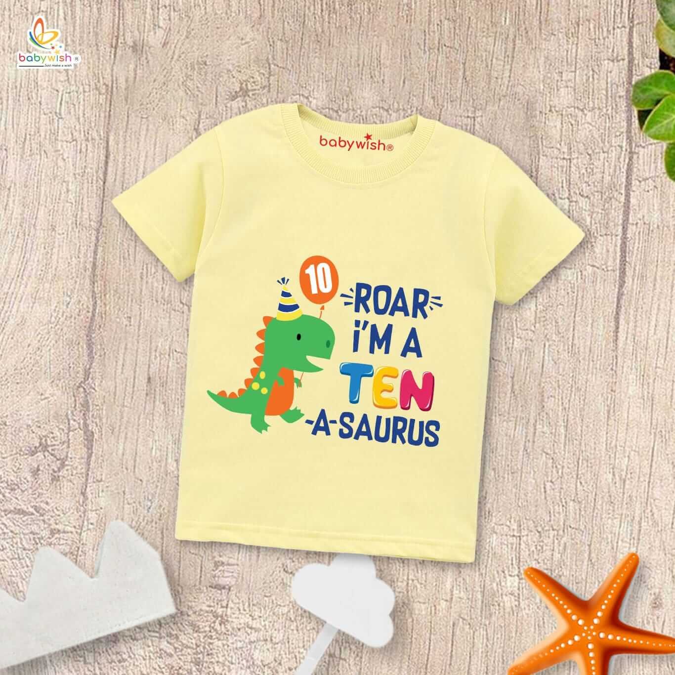 Ten Year Birthday Unisex T-Shirt Half Sleeve Round Neck Topwear tee for kids