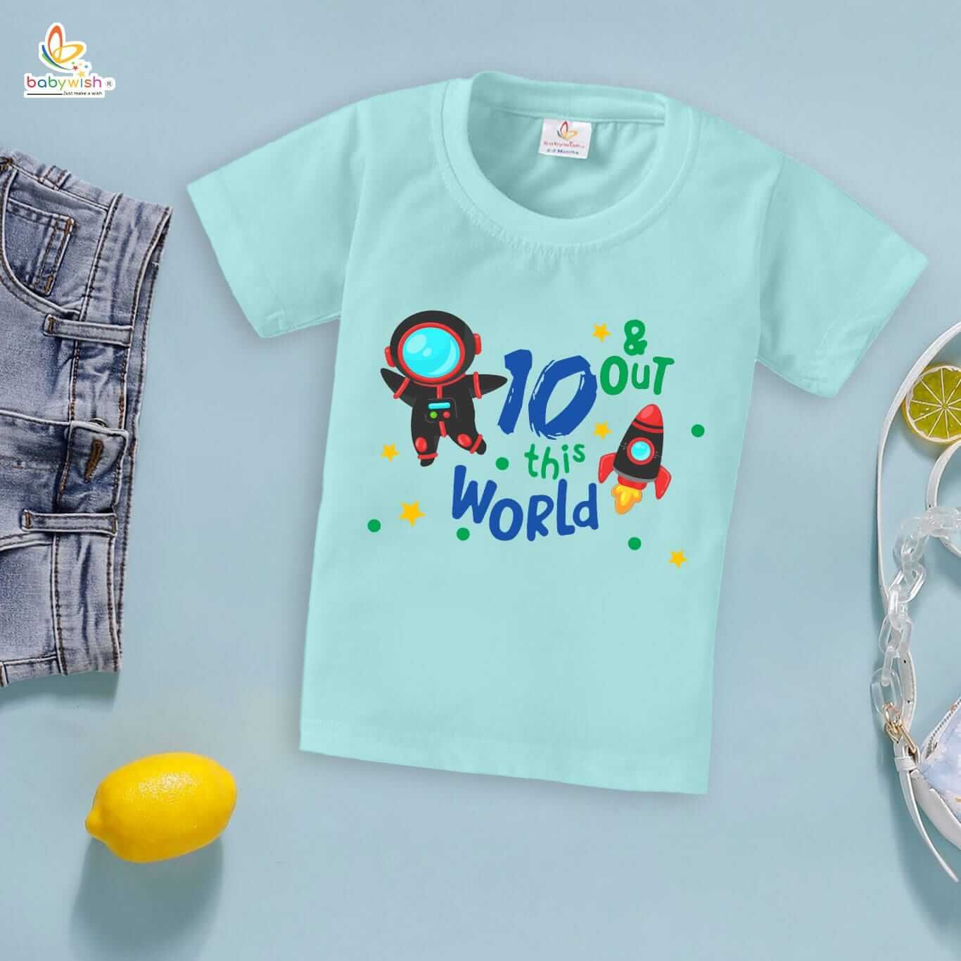 Ten Year Birthday Unisex T-Shirt Half Sleeve Round Neck Topwear tee for kids