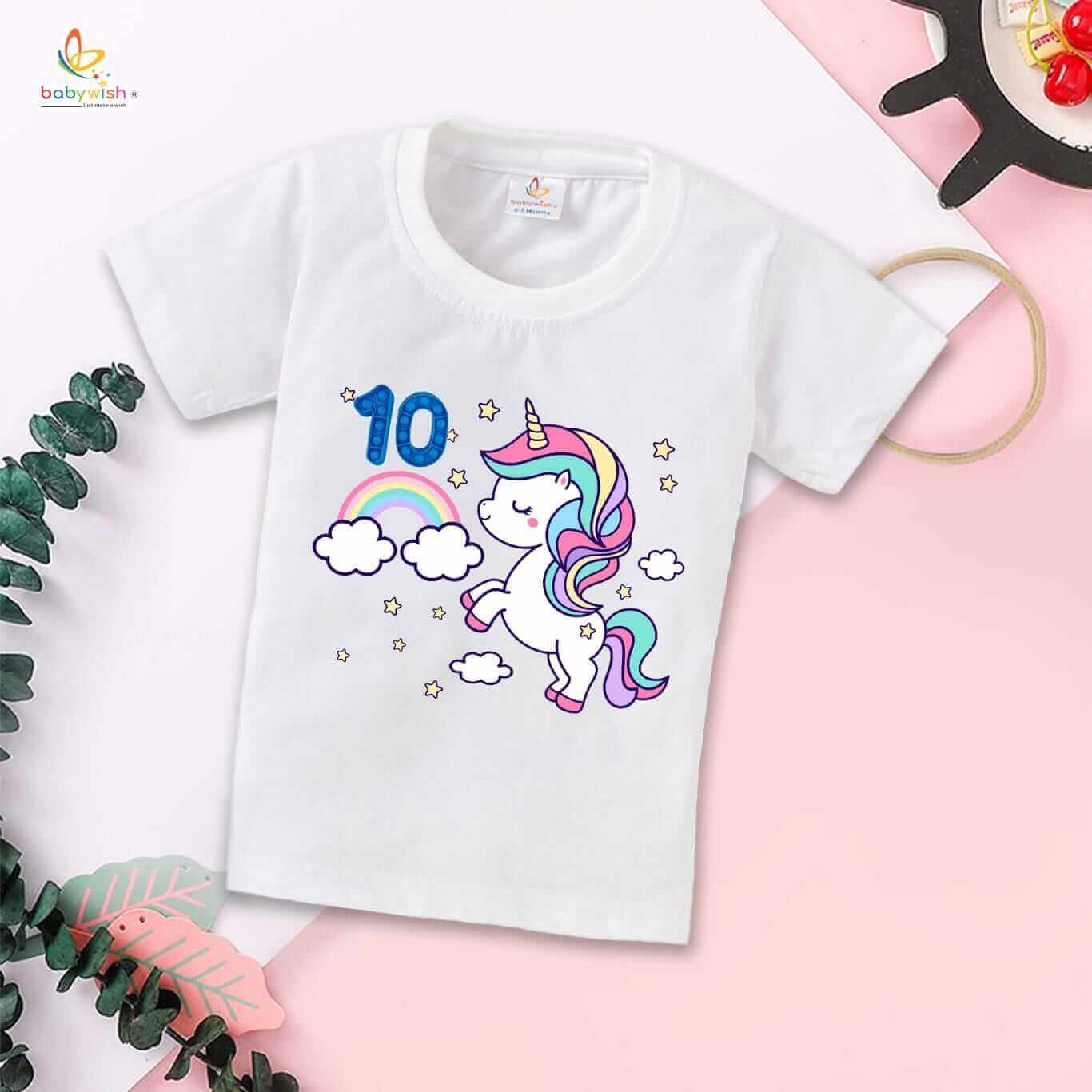 Ten Year Birthday Unisex T-Shirt Half Sleeve Round Neck Topwear tee for kids