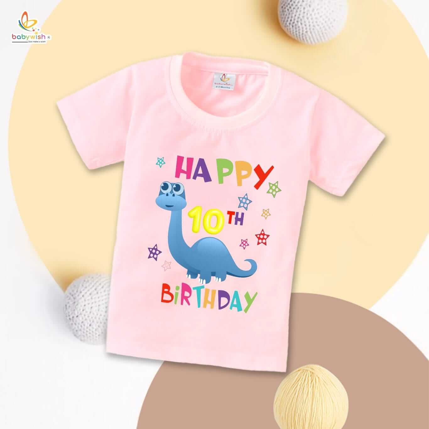 Ten Year Birthday Unisex T-Shirt Half Sleeve Round Neck Topwear tee for kids