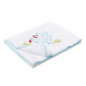 Organic Muslin Baby Swaddle Blanket White Cotton Newborn Wrapper with Cute Elephant Print
