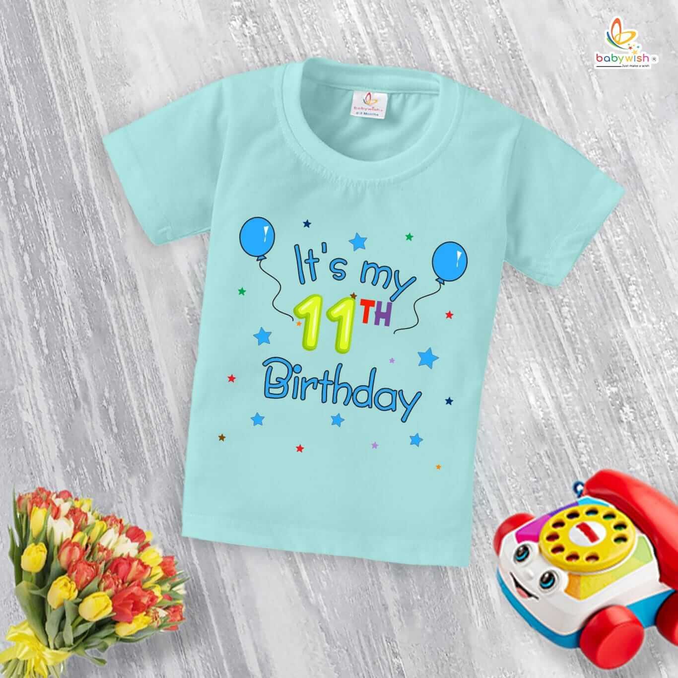 Eleven Year Birthday Unisex T-Shirt Half Sleeve Round Neck Topwear tee for kids
