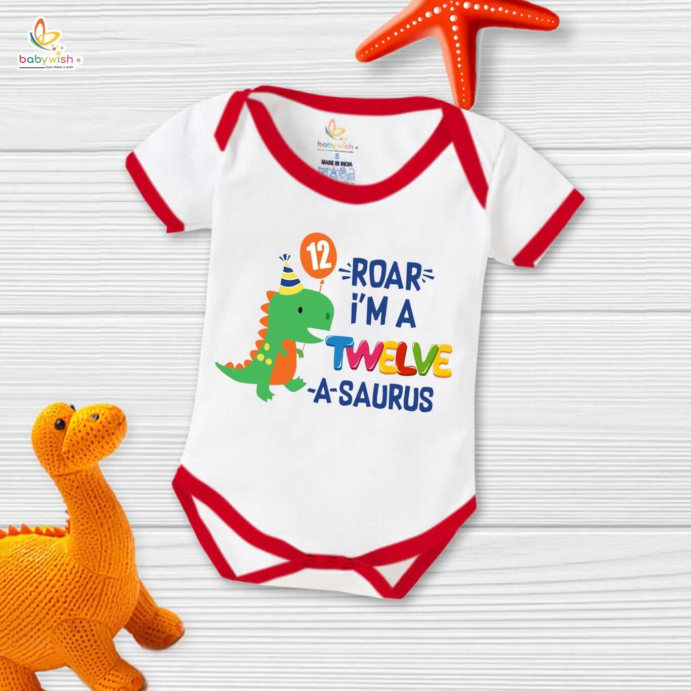 "Twelve Month Baby Romper Unisex Half Sleeve Round Neck Onesie | Soft Cotton 12 Month Infant Bodysuit | Comfortable Daily Wear Outfit for Baby Boys and Girls Clothing"
