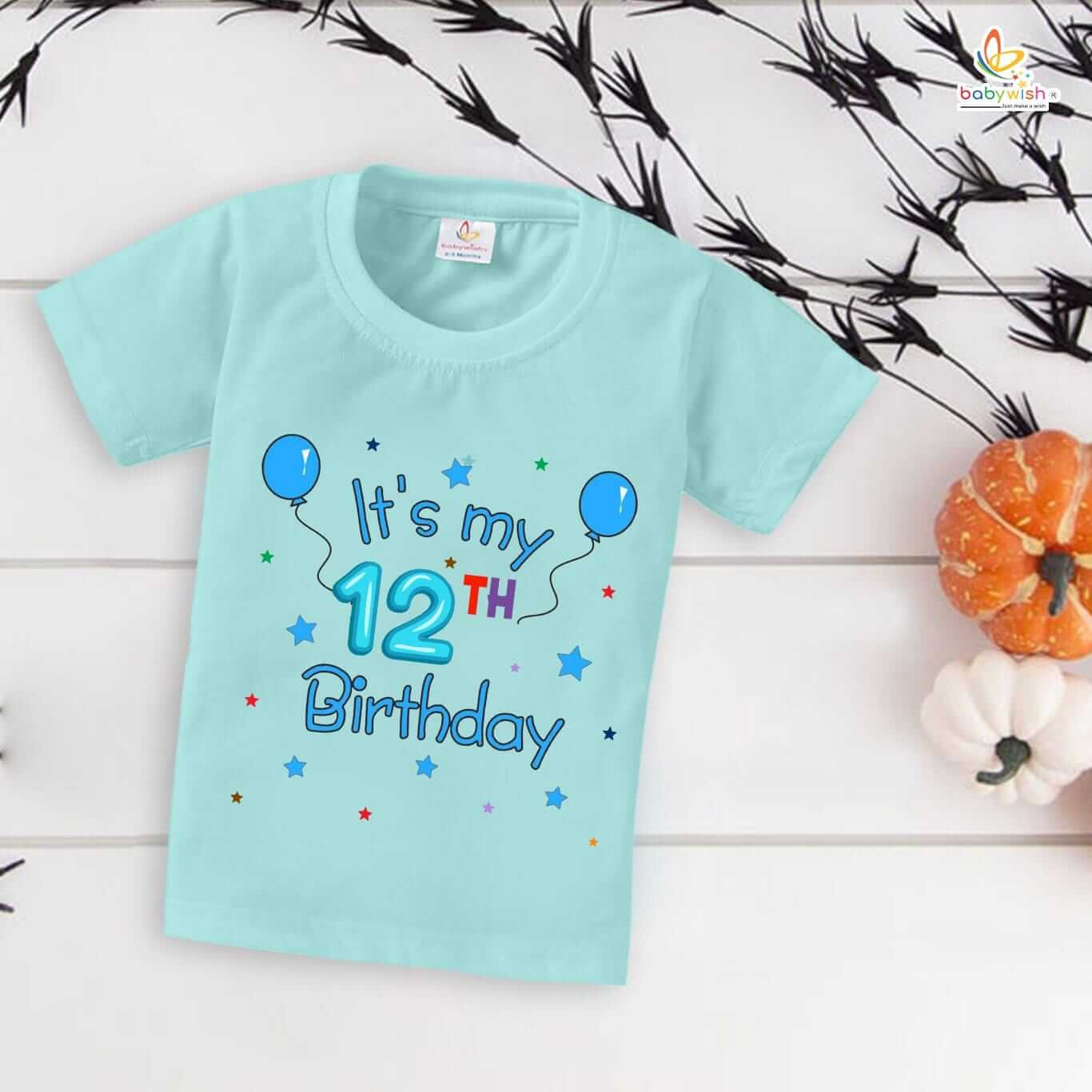 Twelve Year Birthday Unisex T-Shirt Half Sleeve Round Neck Topwear tee for kids