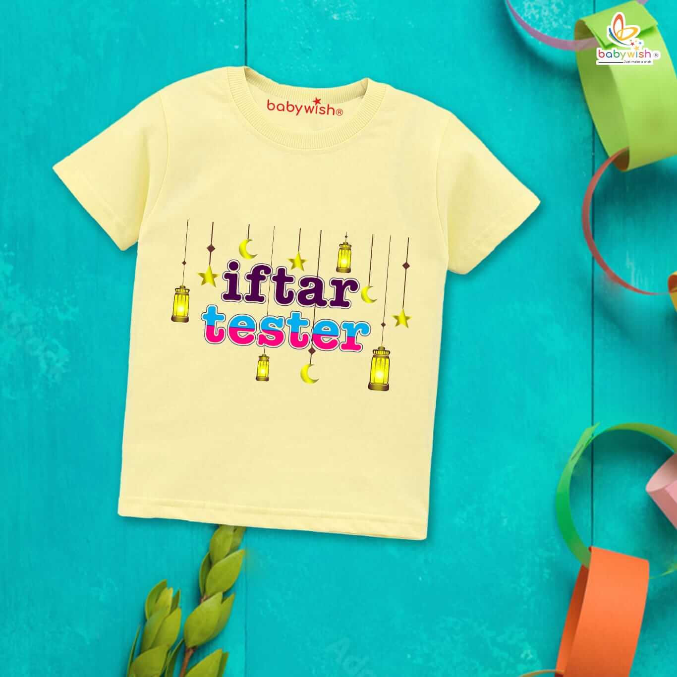 Eid T-shirt for Kids Unisex Ramadan Topwear Outfit Printed Half Sleeve Unisex Tshirt for Boy n Girl