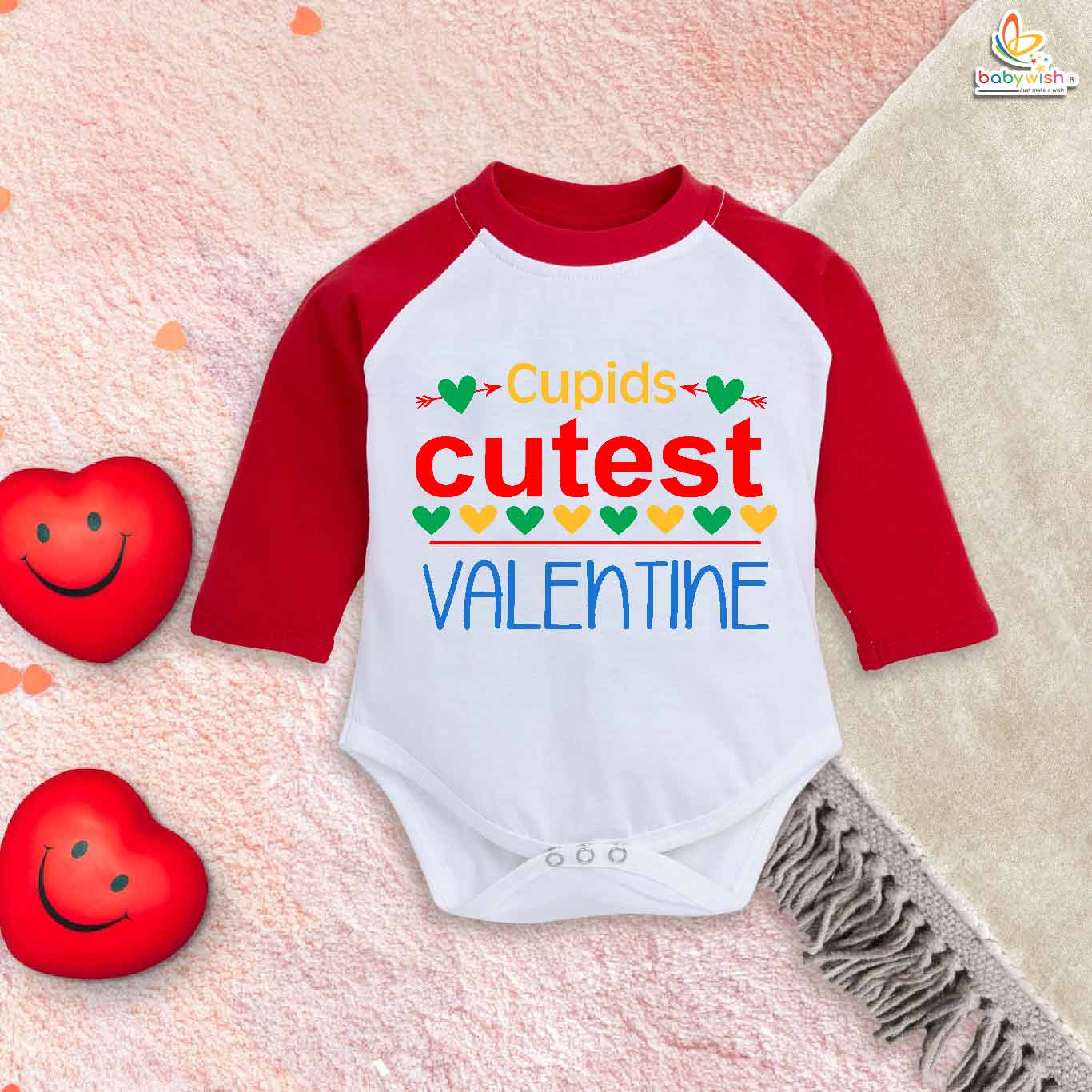 Babywish Valentine Day Full Sleeves Romper Clothes My First Valentine Day Full Sleeve Bodysuit Cupids Cutest Valentine