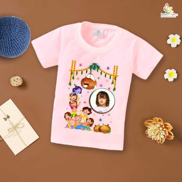 Babywish Dahi Handi T-Shirt for Boys and Girls Krishna Janmashtami T-Shirts HAPPY KRISHNA JANMASHTAMI - Image 3