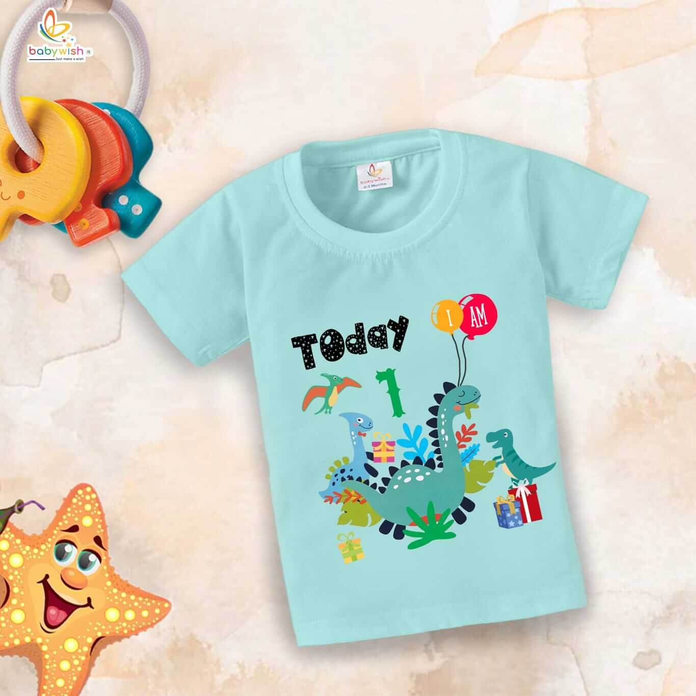 One Year Birthday Unisex T-Shirt for Baby Boy & Girl | First Birthday Outfit Half Sleeve Cotton Round Neck Tee | Toddler Kids Party Wear Topwear Gift
