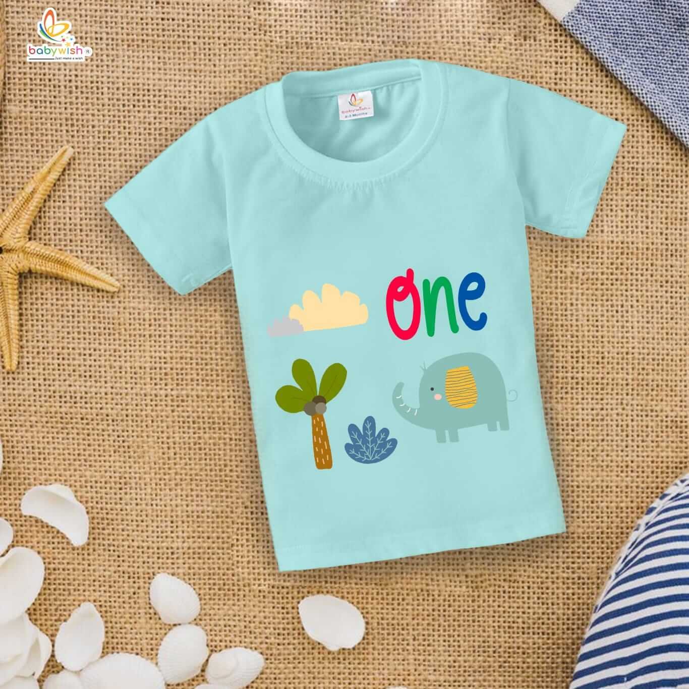 First Birthday T-Shirt for Baby Boy & Girl | One Year Unisex Outfit | Cotton Half Sleeve Round Neck Topwear Tee for Kids Birthday Party Wear