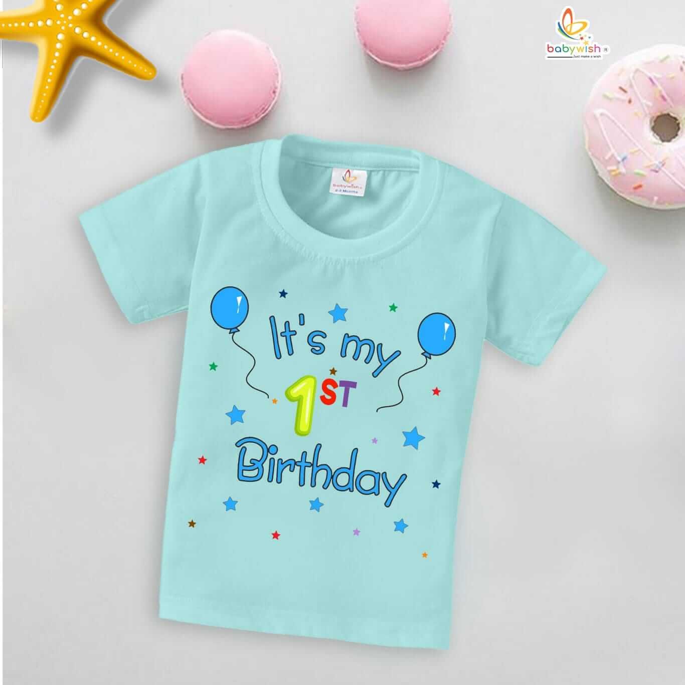One Year Birthday Unisex T-Shirt Half Sleeve Round Neck Topwear tee for kids