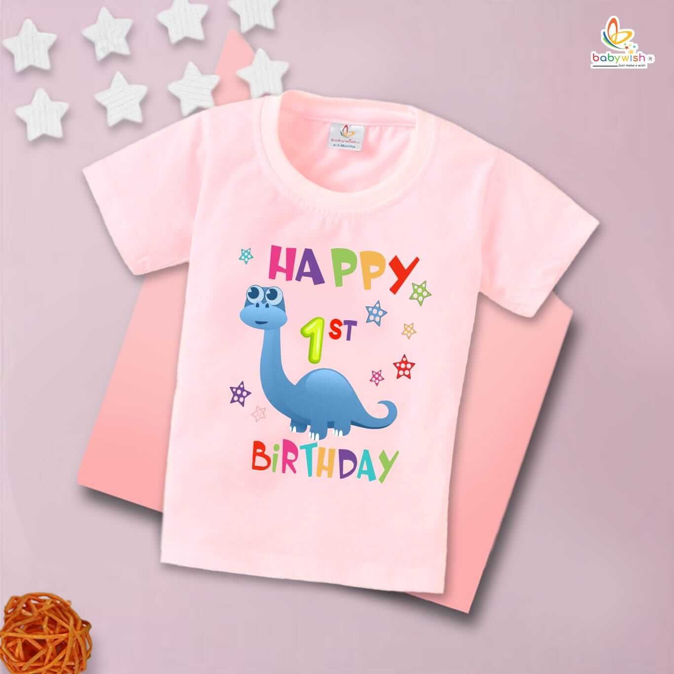 One Year Birthday Unisex T-Shirt Half Sleeve Round Neck Topwear tee for kids