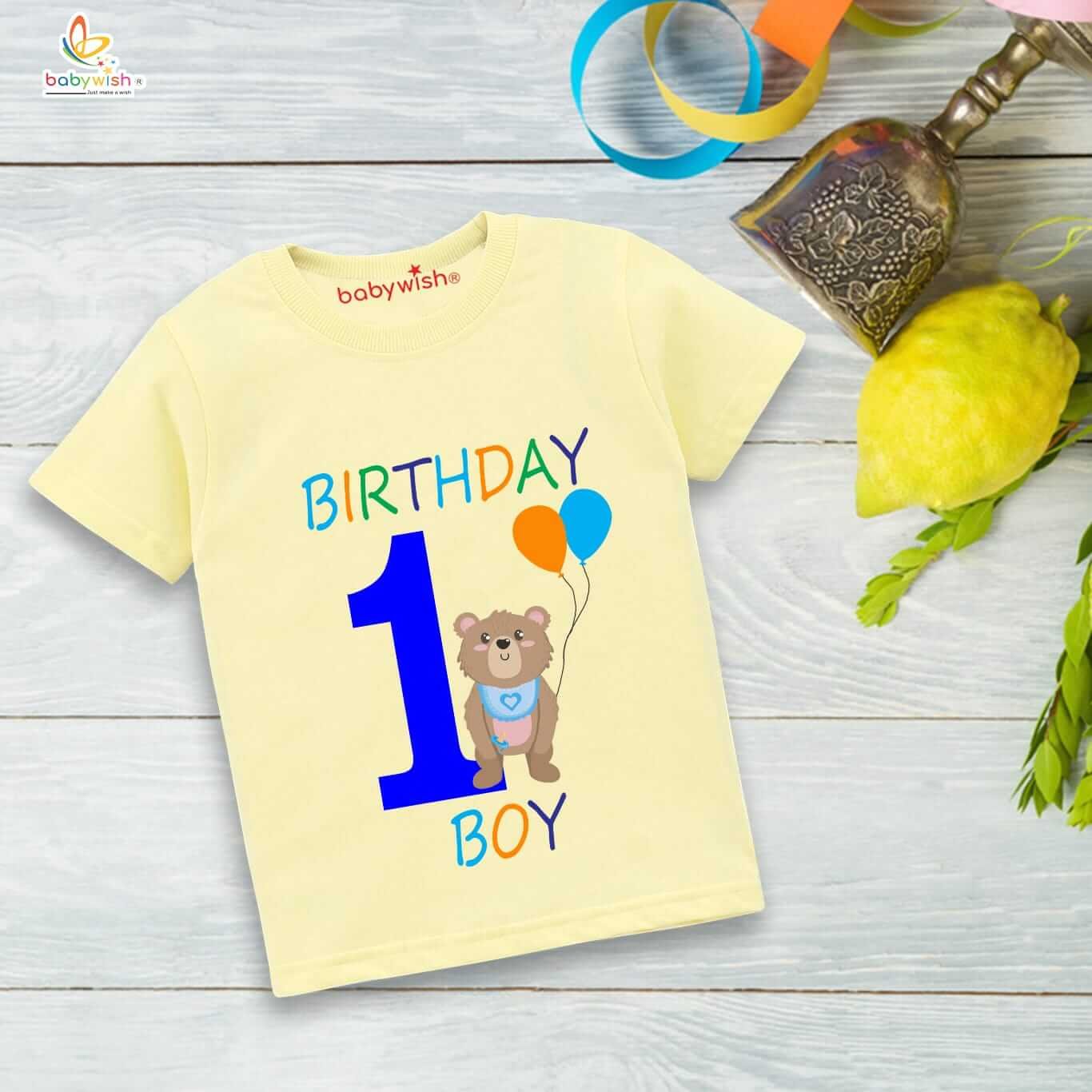 One Year Birthday Unisex T-Shirt for Baby Boy & Girl | 1st Birthday Outfit Cotton Half Sleeve Round Neck Tee | Toddler Kids Birthday Party Wear Topwear