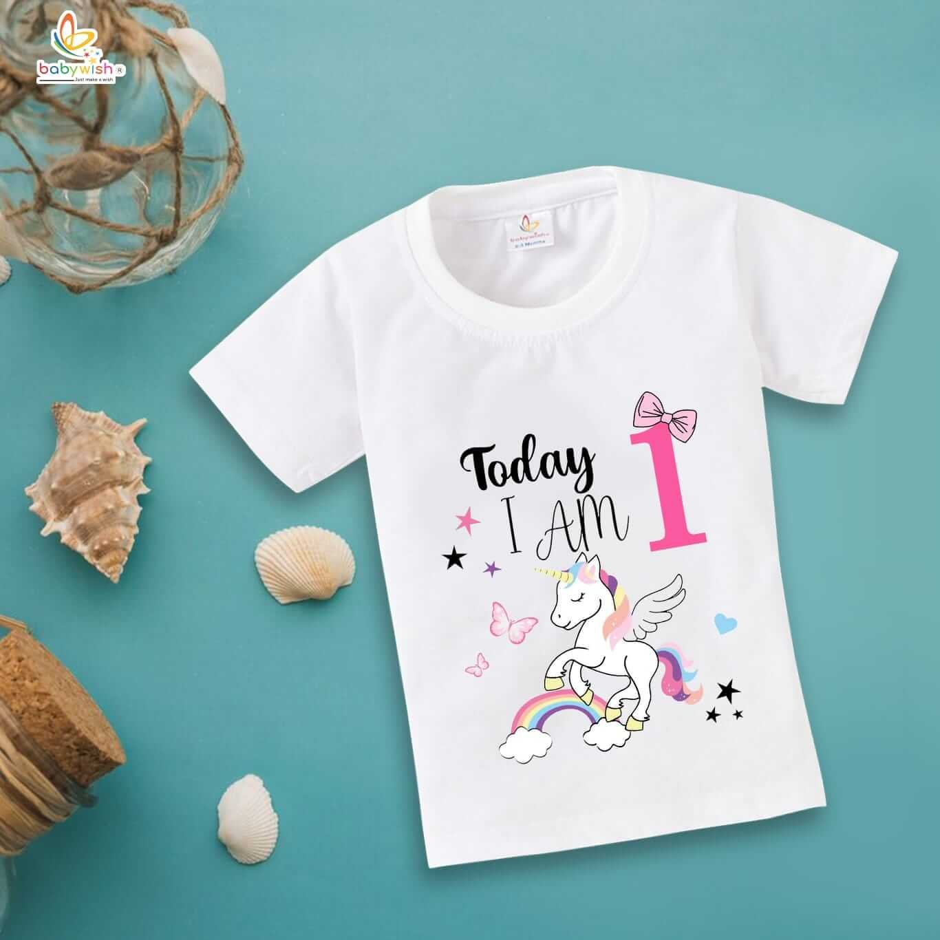 First Birthday Unisex T-Shirt for Baby Boy & Girl | 1st Birthday Outfit Kids Half Sleeve Cotton Tee | Cute Round Neck Party Wear Top for Toddler
