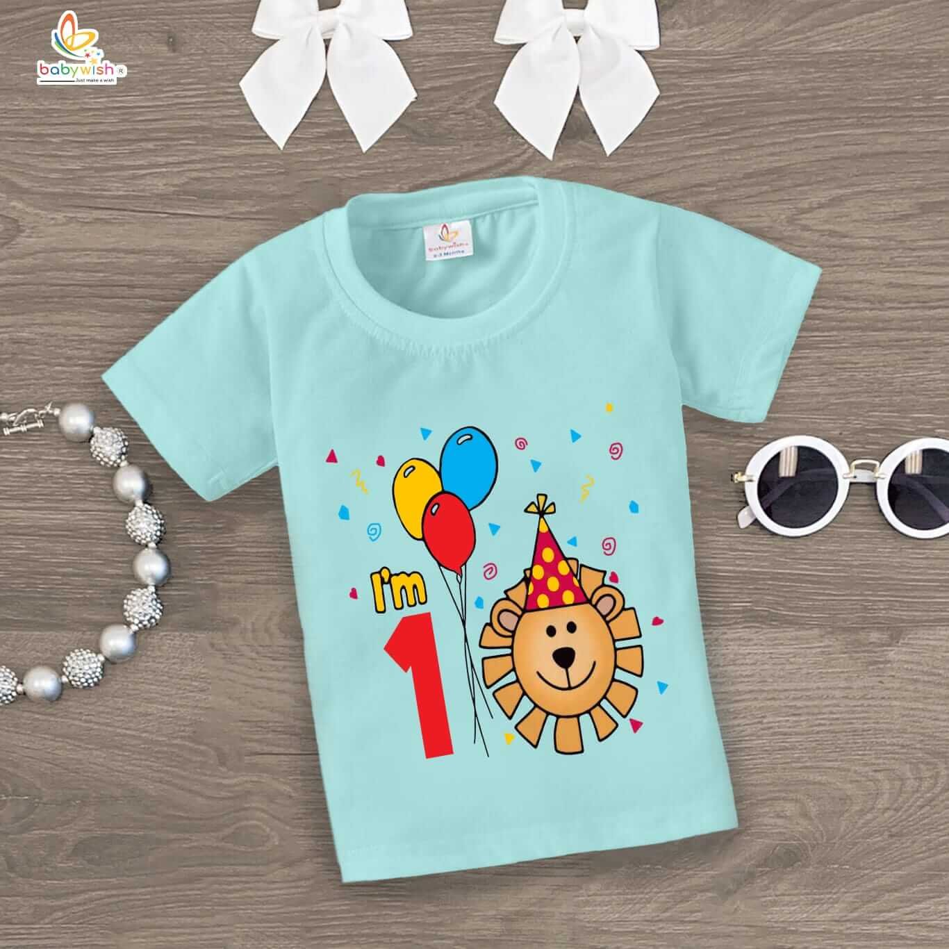 One Year Birthday Unisex T-Shirt for Baby Boy & Girl | 1st Birthday Outfit for Kids | Half Sleeve Cotton Round Neck Topwear Tee | Toddler Birthday Party Dress
