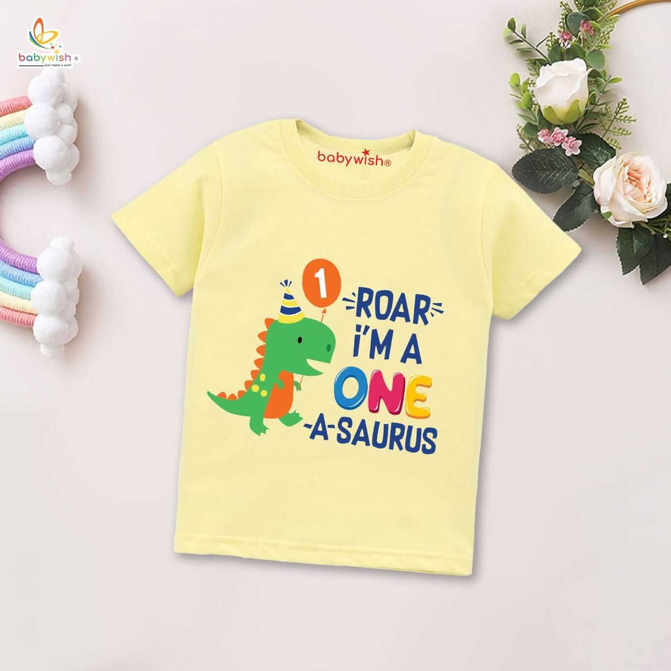 One Year Birthday Unisex T-Shirt Half Sleeve Round Neck Topwear tee for kids
