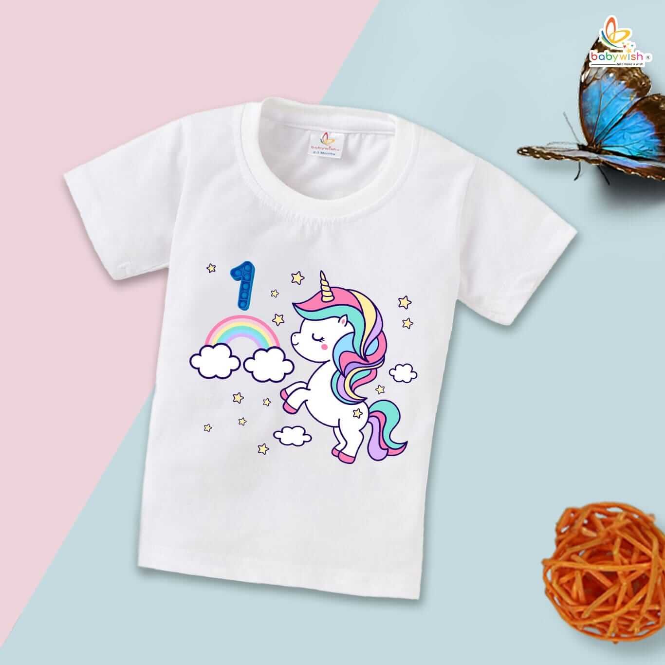 One Year Birthday Unisex T-Shirt Half Sleeve Round Neck Topwear tee for kids
