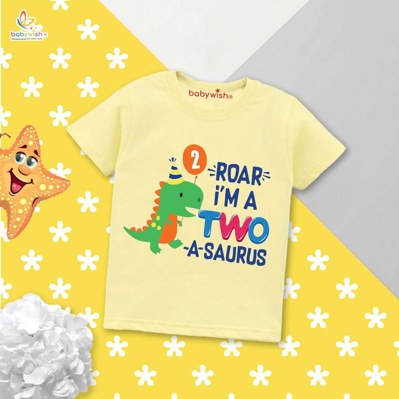 Two Year Birthday Unisex T-Shirt Half Sleeve Round Neck Topwear tee for kids