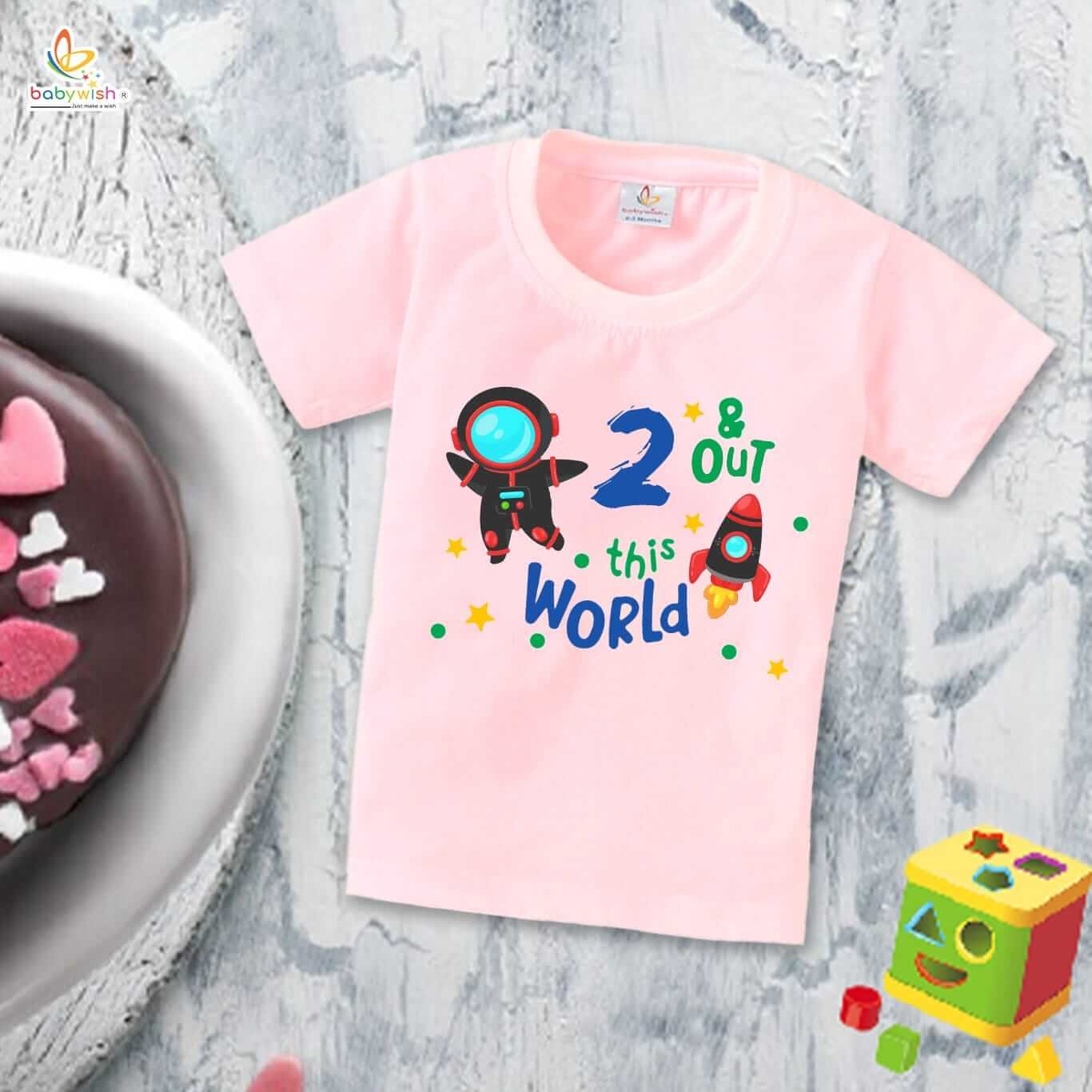 Two Year Birthday Unisex T-Shirt Half Sleeve Round Neck Topwear tee for kids