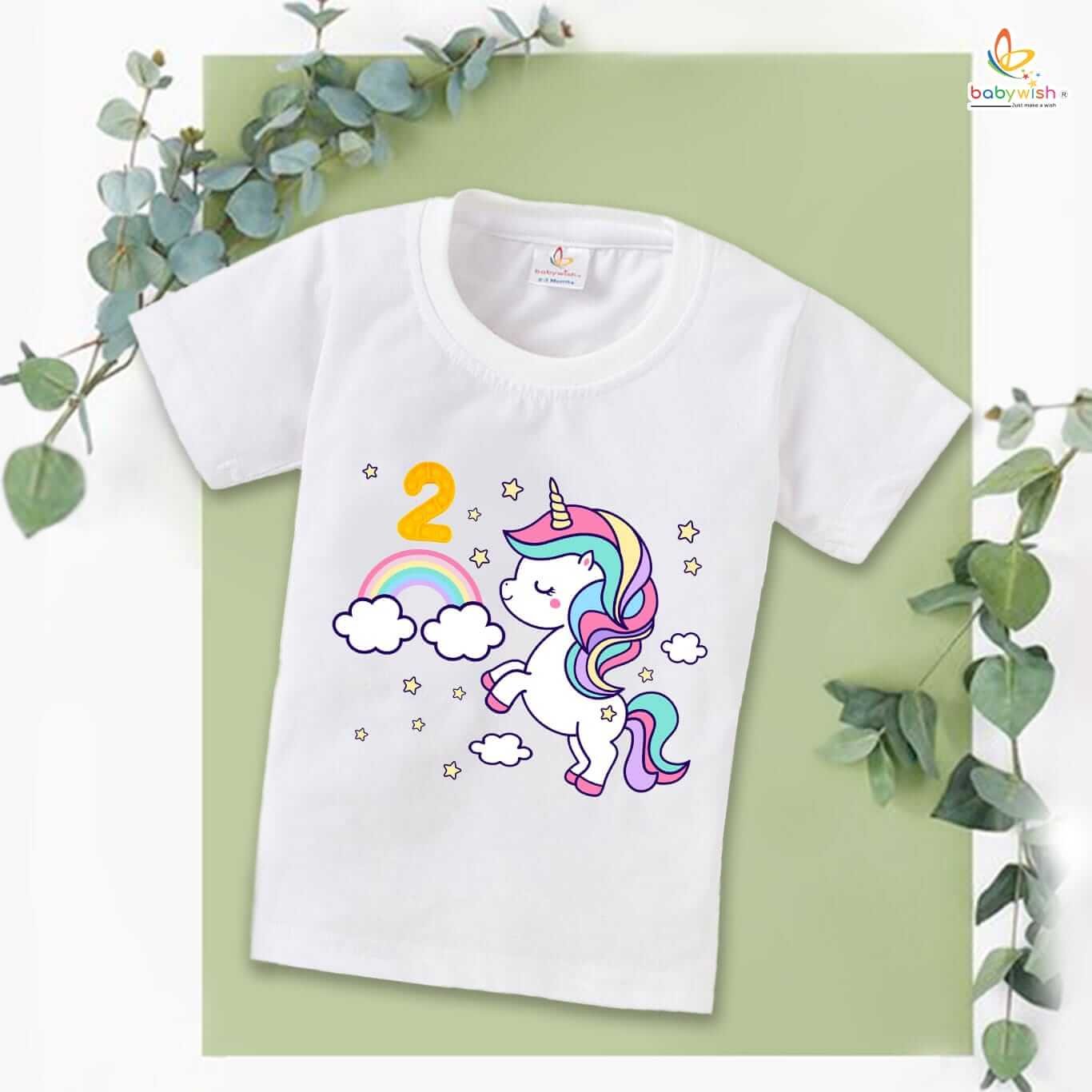 Two Year Birthday Unisex T-Shirt Half Sleeve Round Neck Topwear tee for kids