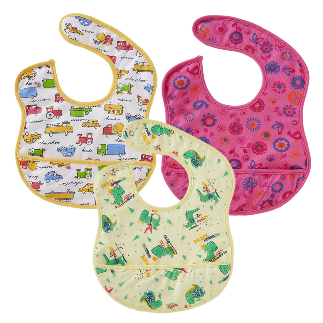 Bibs for Baby – 3-Layer Waterproof Baby Bib with Food Catcher Pocket, Soft and Durable Infant and Toddler Bibs, Unisex Mealtime Accessory, Easy-to-Clean for Boys & Girls