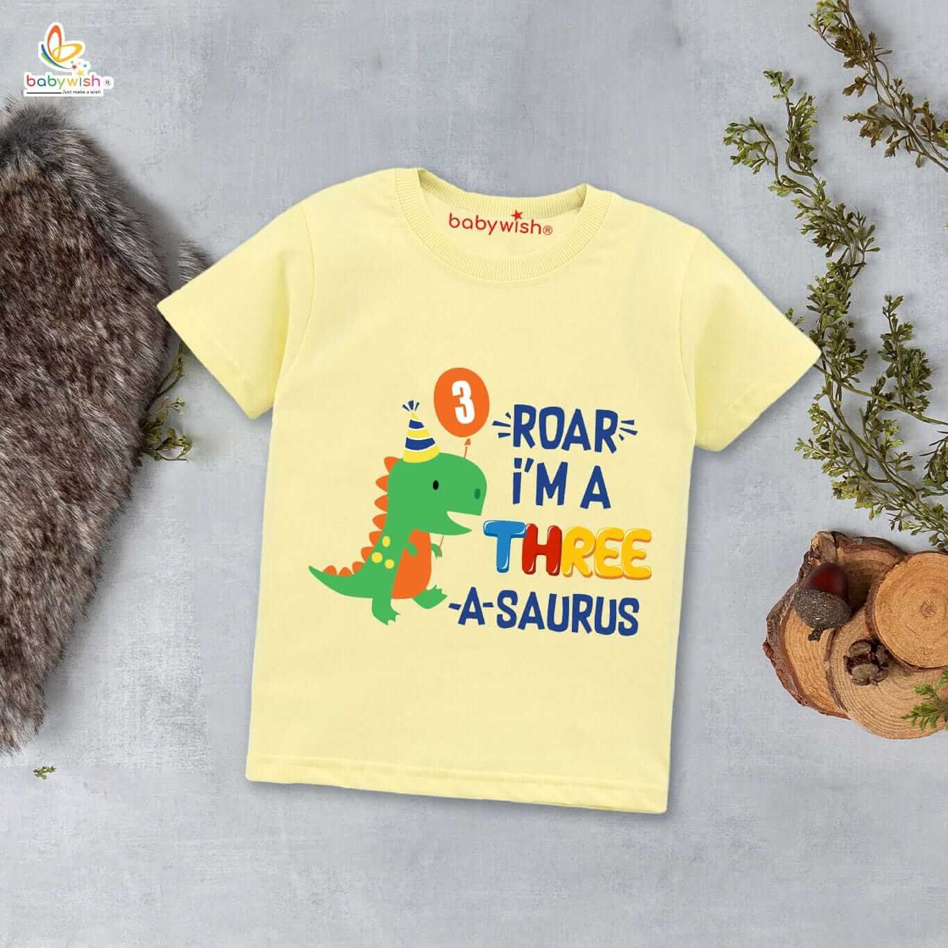 Three Year Birthday Unisex T-Shirt Half Sleeve Round Neck Topwear tee for kids