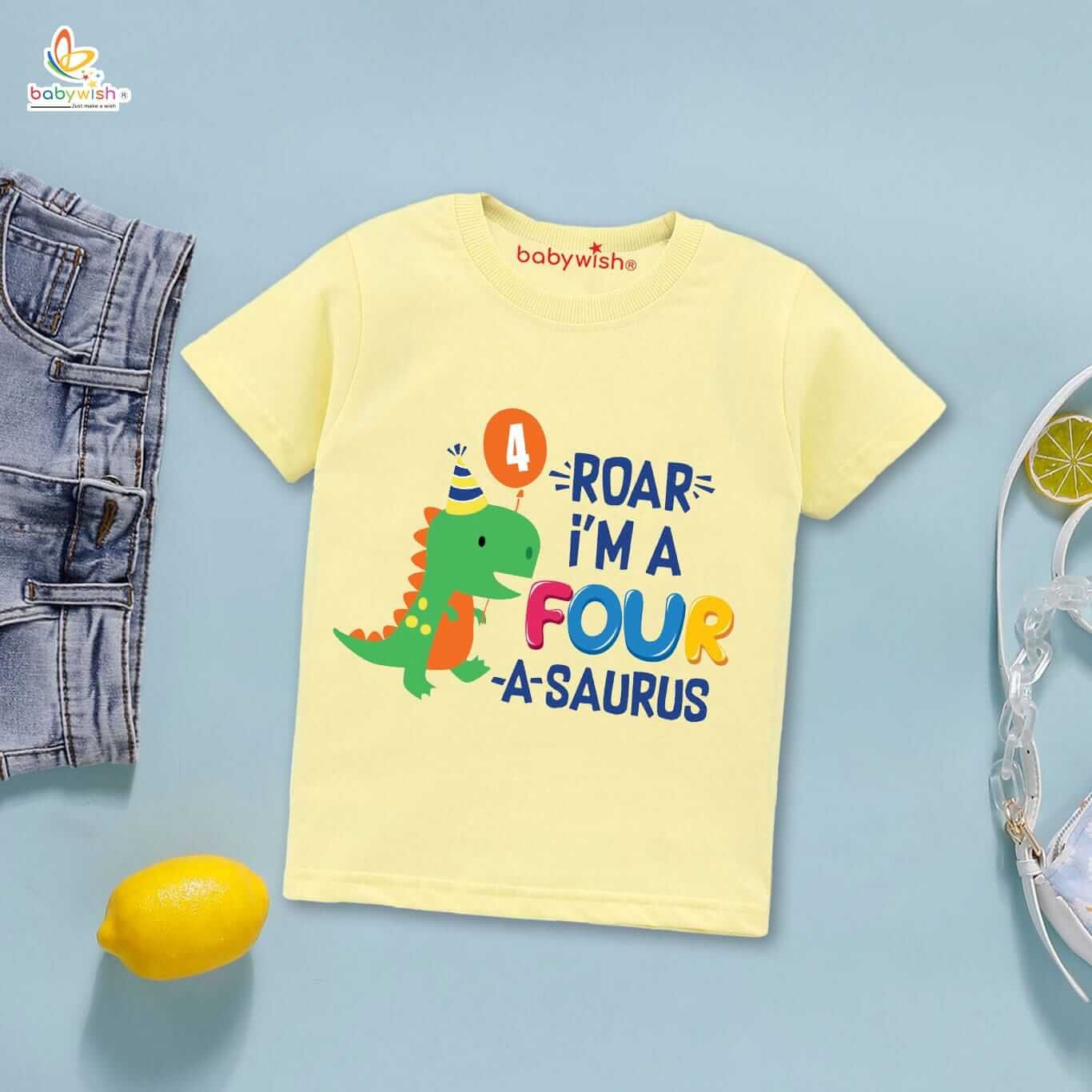 Four Year Birthday Unisex T-Shirt Half Sleeve Round Neck Topwear tee for kids