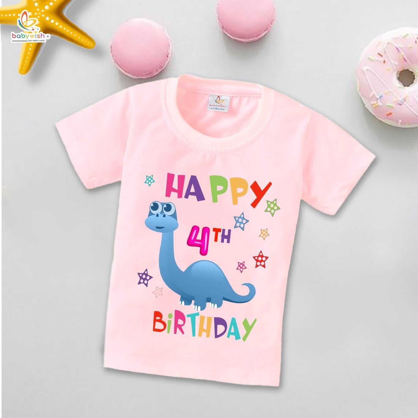 Four Year Birthday Unisex T-Shirt Half Sleeve Round Neck Topwear tee for kids