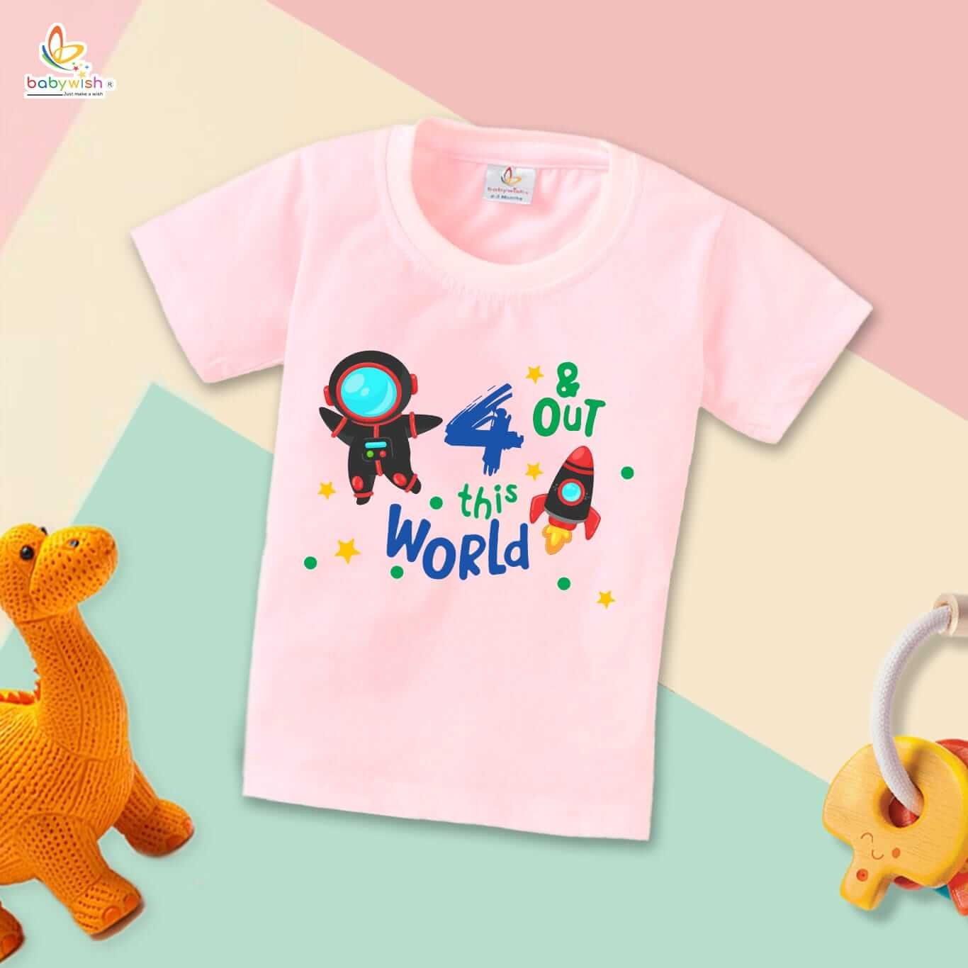 Four Year Birthday Unisex T-Shirt Half Sleeve Round Neck Topwear tee for kids