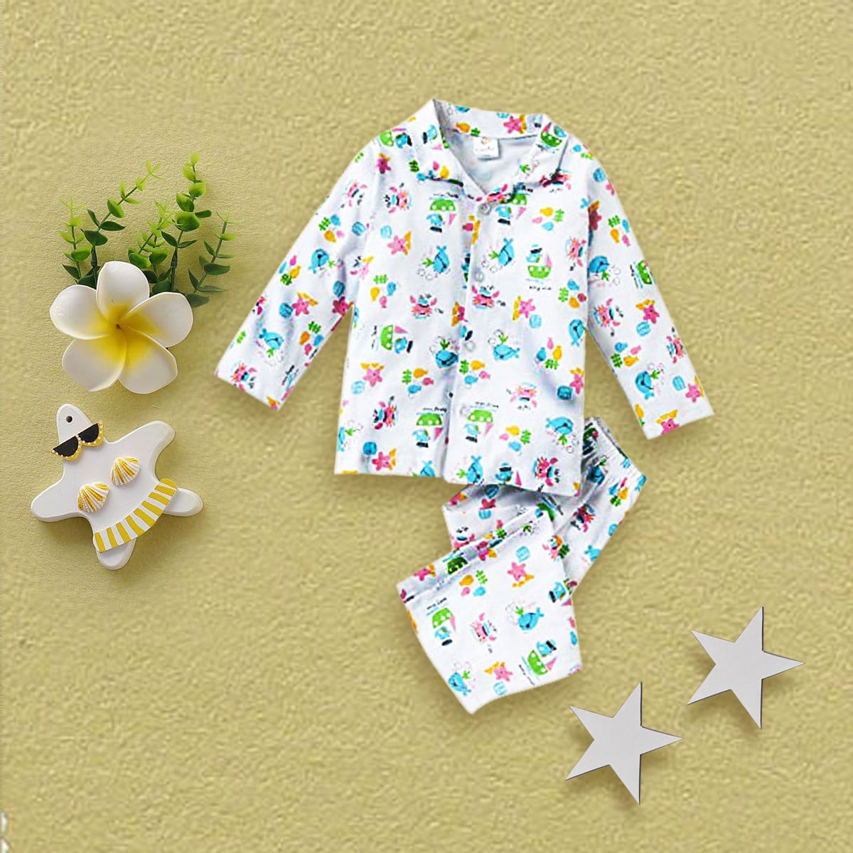 Colorful Unicorn & Doughnuts Print Full Sleeves Night Suit For Babies –  Mama and Peaches