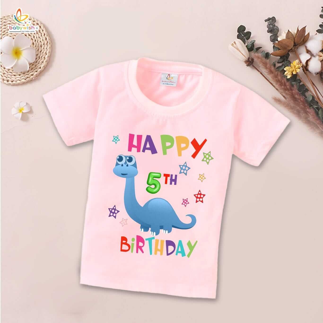 Five Year Birthday Unisex T-Shirt Half Sleeve Round Neck Topwear tee for kids