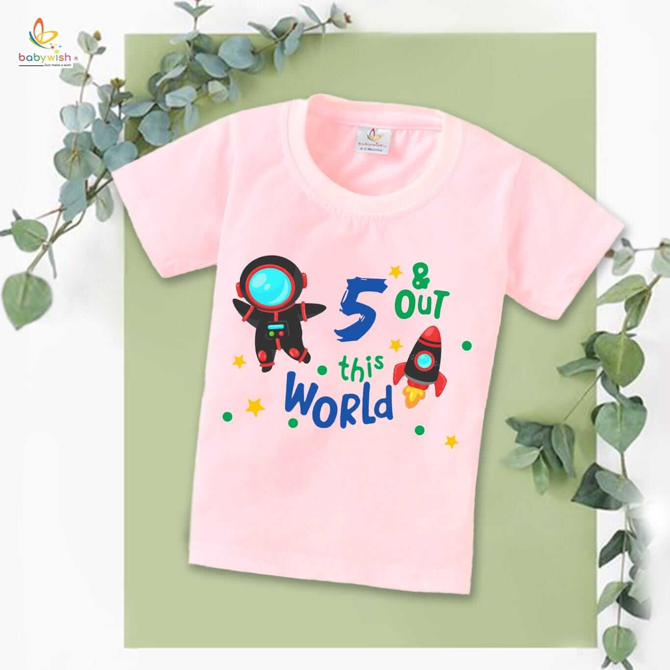 Five Year Birthday Unisex T-Shirt Half Sleeve Round Neck Topwear tee for kids