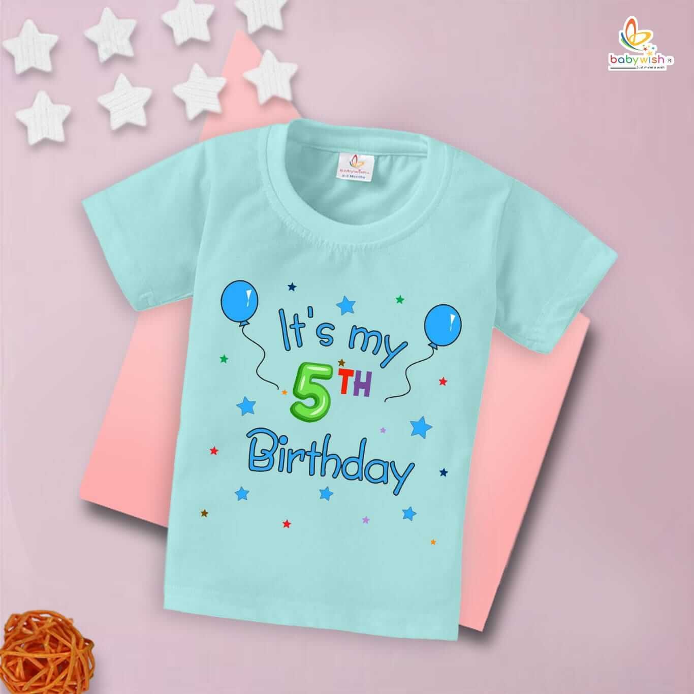 Five Year Birthday Unisex T-Shirt Half Sleeve Round Neck Topwear tee for kids