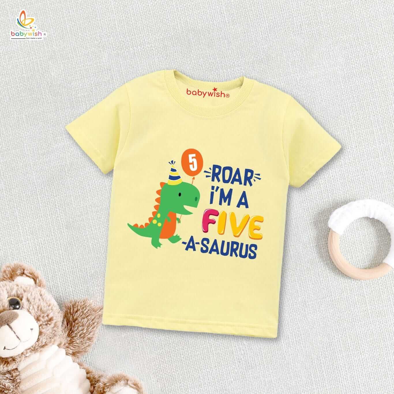 Five Year Birthday Unisex T-Shirt Half Sleeve Round Neck Topwear tee for kids