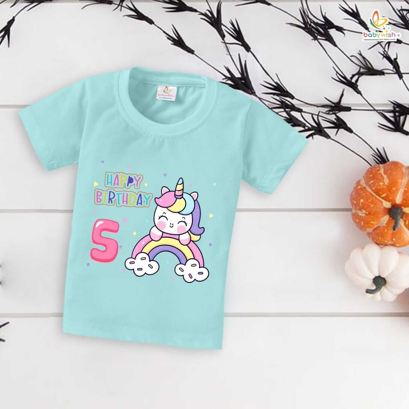 Five Year Birthday Unisex T-Shirt Half Sleeve Round Neck Topwear tee for kids