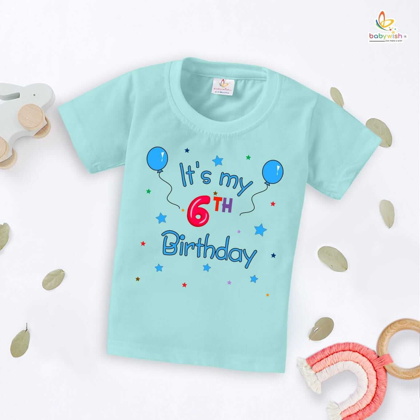 Six Year Birthday Unisex T-Shirt Half Sleeve Round Neck Topwear tee for kids