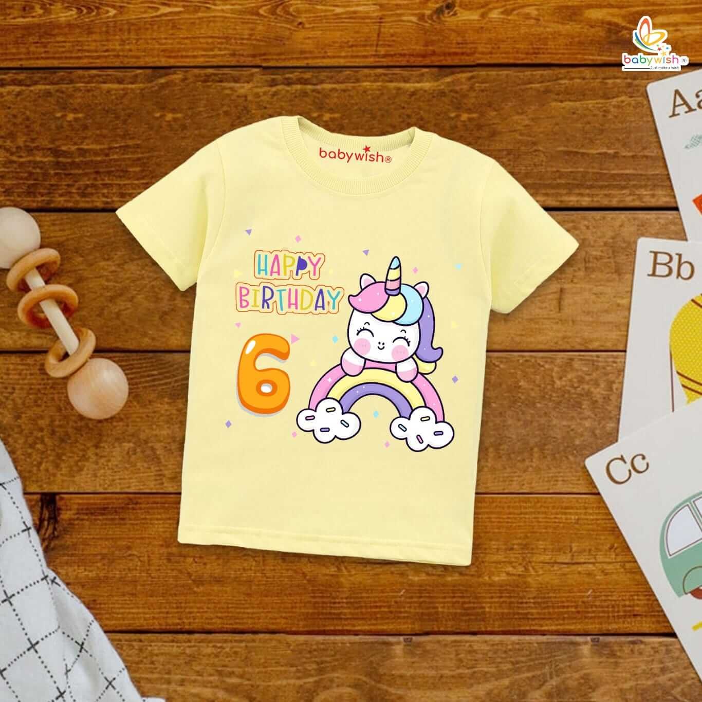 Six Year Birthday Unisex T-Shirt Half Sleeve Round Neck Topwear tee for kids