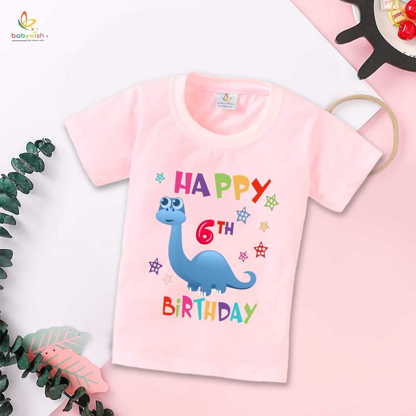 Six Year Birthday Unisex T-Shirt Half Sleeve Round Neck Topwear tee for kids