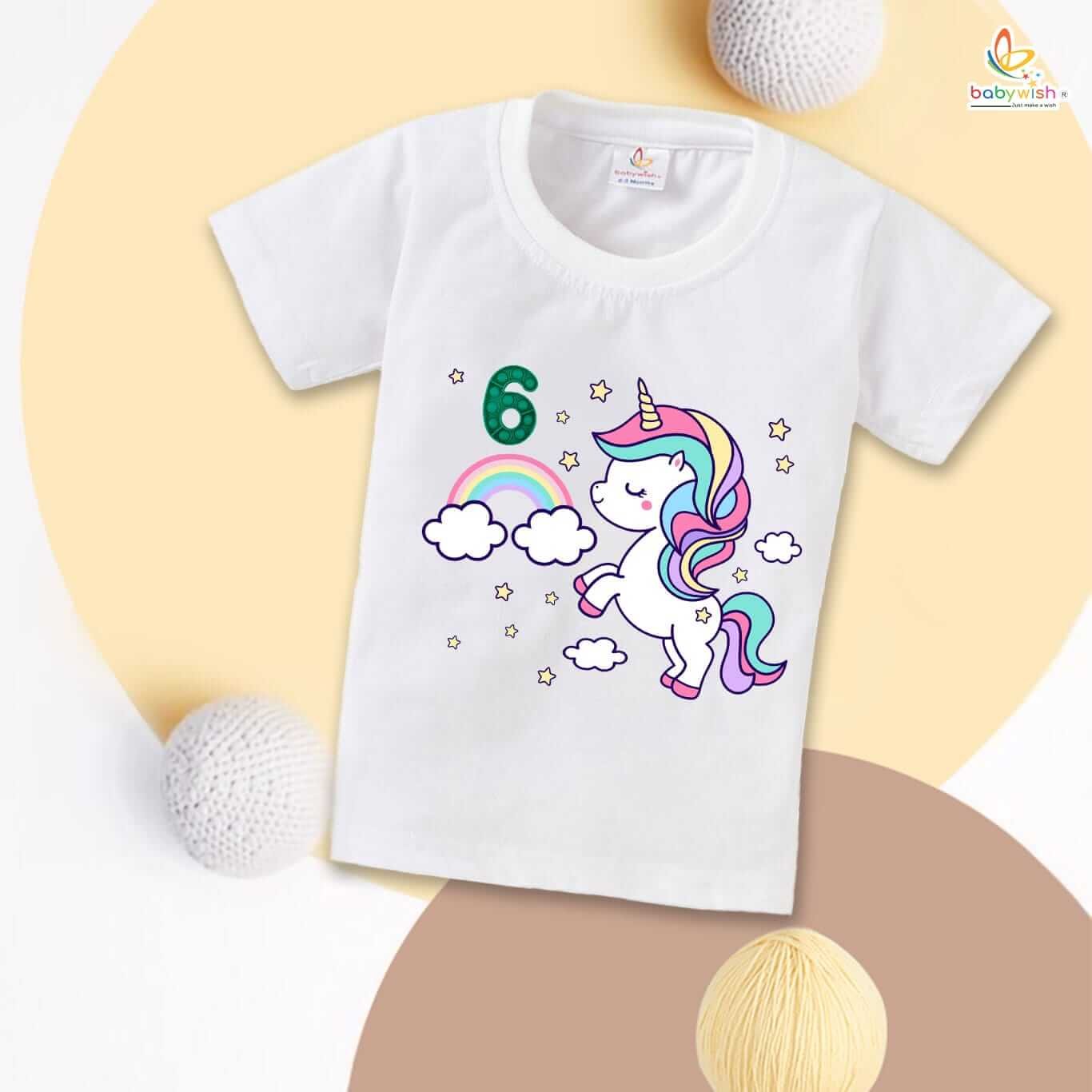 Six Year Birthday Unisex T-Shirt Half Sleeve Round Neck Topwear tee for kids