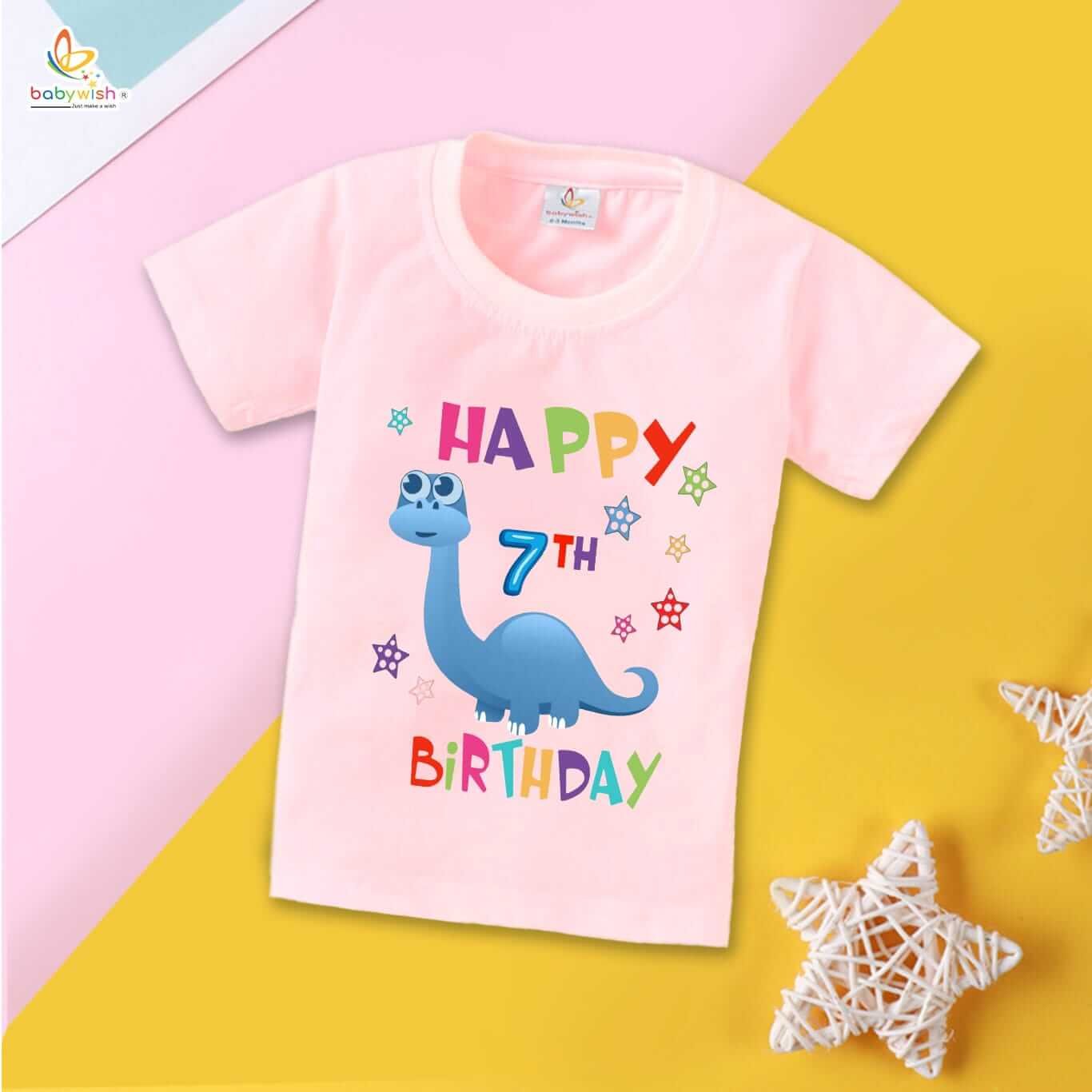 Seven Year Birthday Unisex T-Shirt Half Sleeve Round Neck Topwear tee for kids