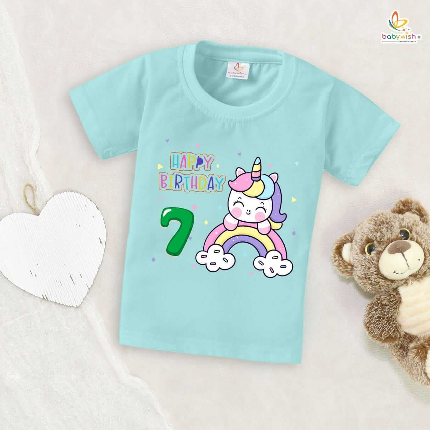 Seven Year Birthday Unisex T-Shirt Half Sleeve Round Neck Topwear tee for kids