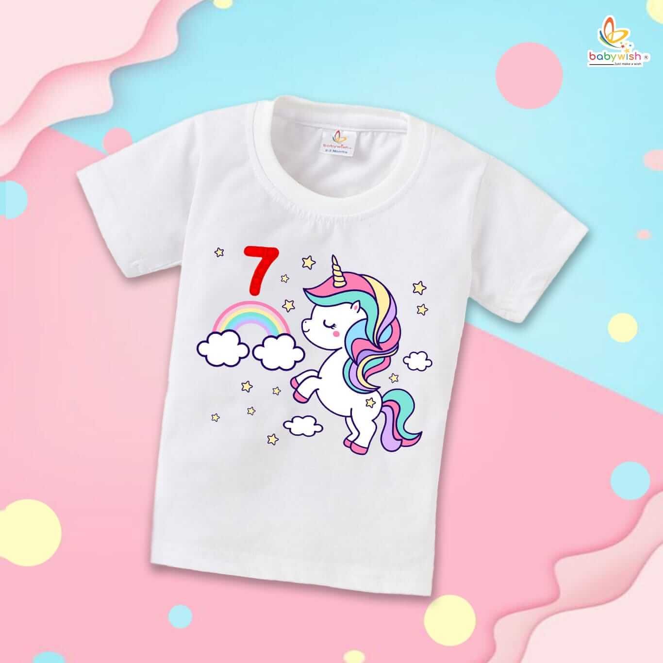 Seven Year Birthday Unisex T-Shirt Half Sleeve Round Neck Topwear tee for kids