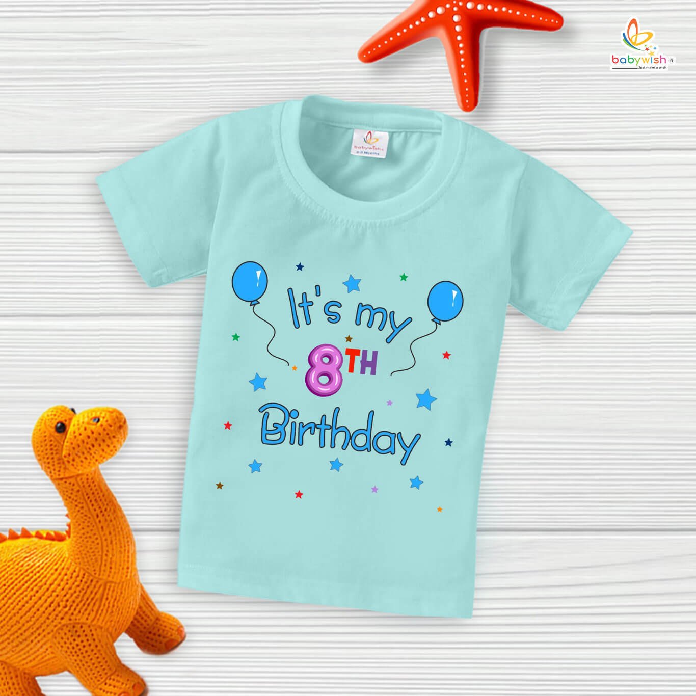 Eight Year Birthday Unisex T-Shirt Half Sleeve Round Neck Topwear tee for kids